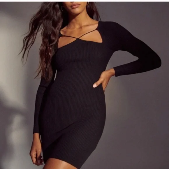 abercrombie black dress long sleeve Atria Strapless Metallic Foil Prom Dress 6833H Black Foil / XSmall main image 0